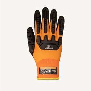 Men's High-Visibility Orange Impact-Resistant Work Gloves